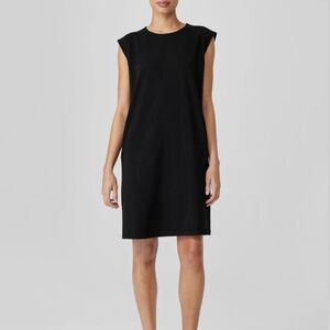 Eileen Fisher Pima Cotton Stretch Jersey Round Neck Dress Size L